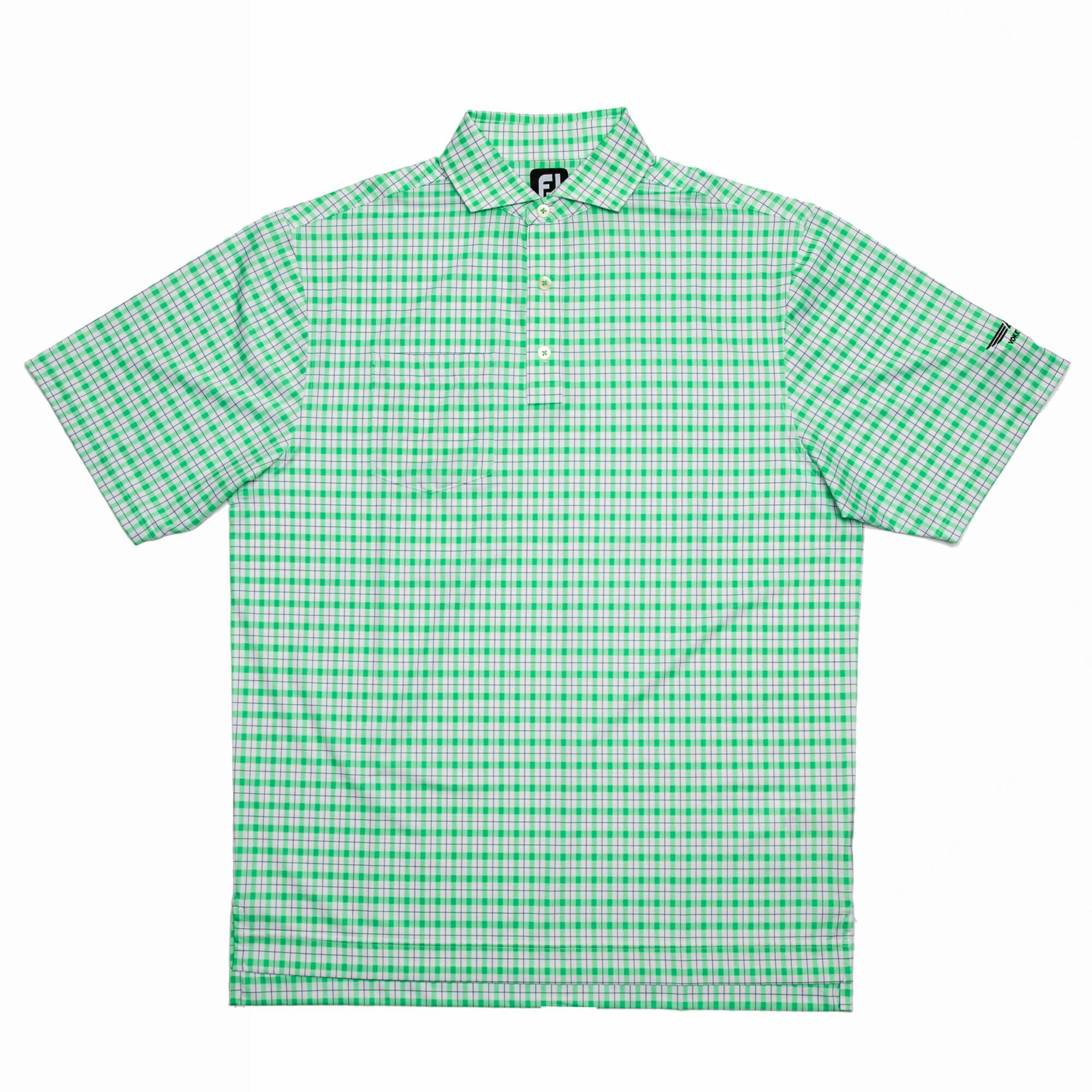 FJ Lisle Plaid Print w/ Self Collar - White + Green/Navy