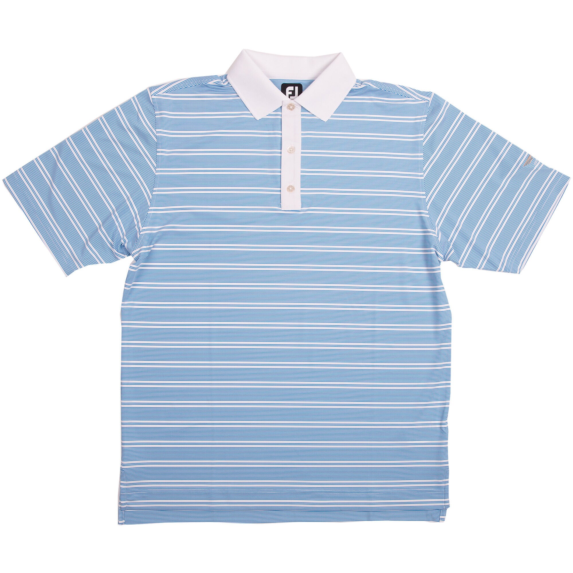 FJ Lisle Stripe Set On Placket - Brilliant Blue + White