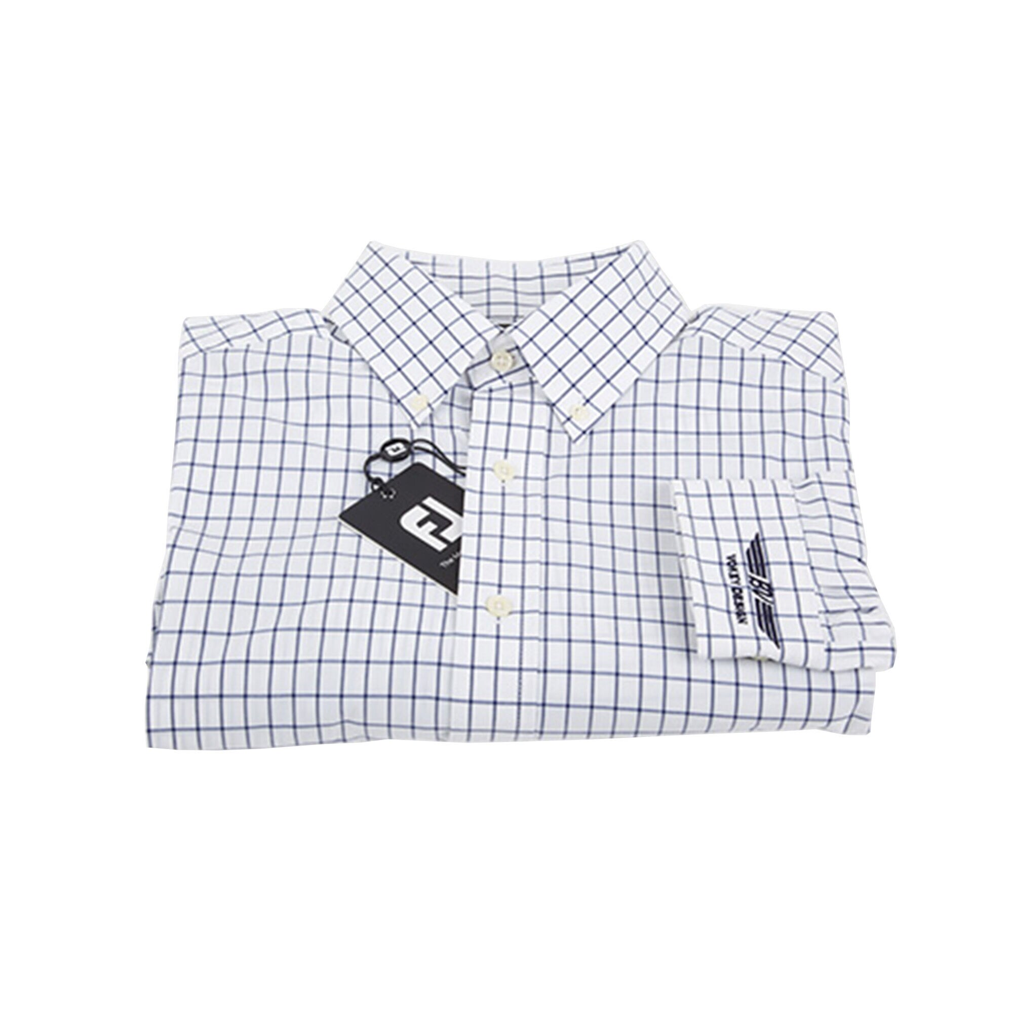 Performance Woven Windowpane Button Down - White/Navy