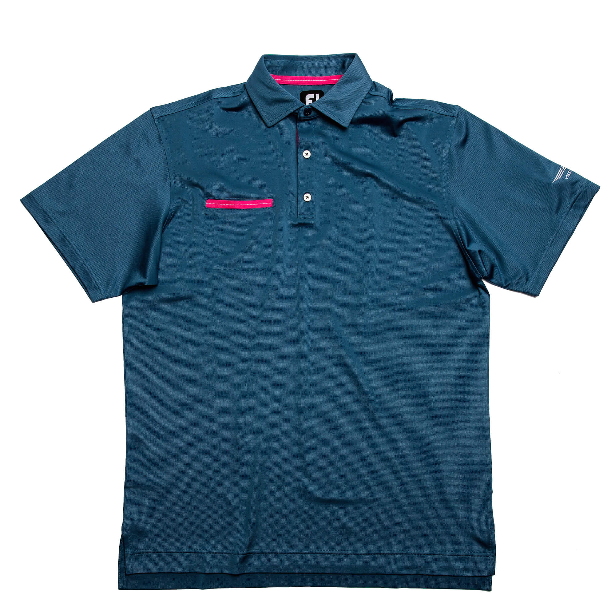 FJ Stretch Pique Solid w/ Chest Pocket - Slate + Island Pink