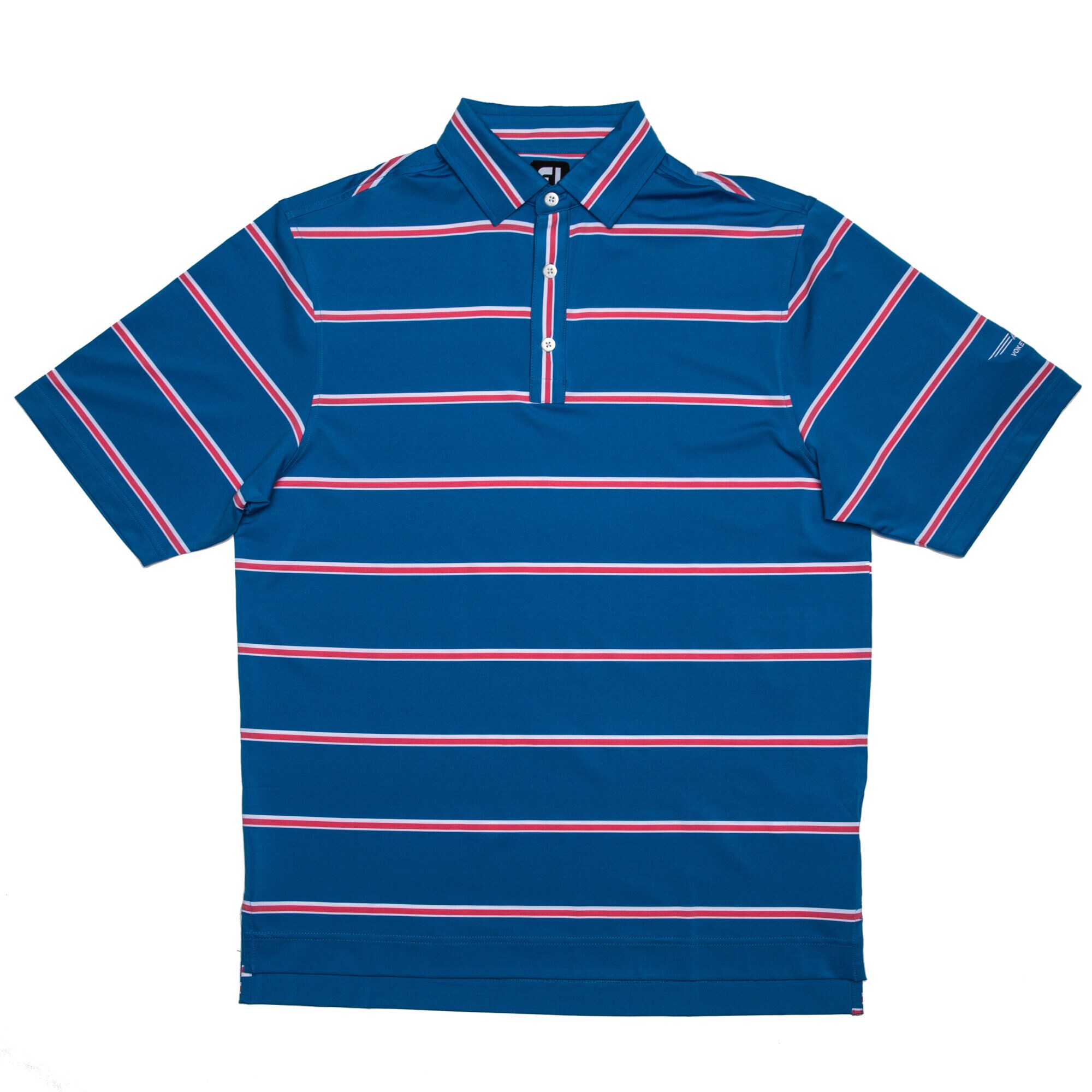 FJ Lisle Stripe w/ Self Collar - Sapphire Blue + Pink Azalea/White