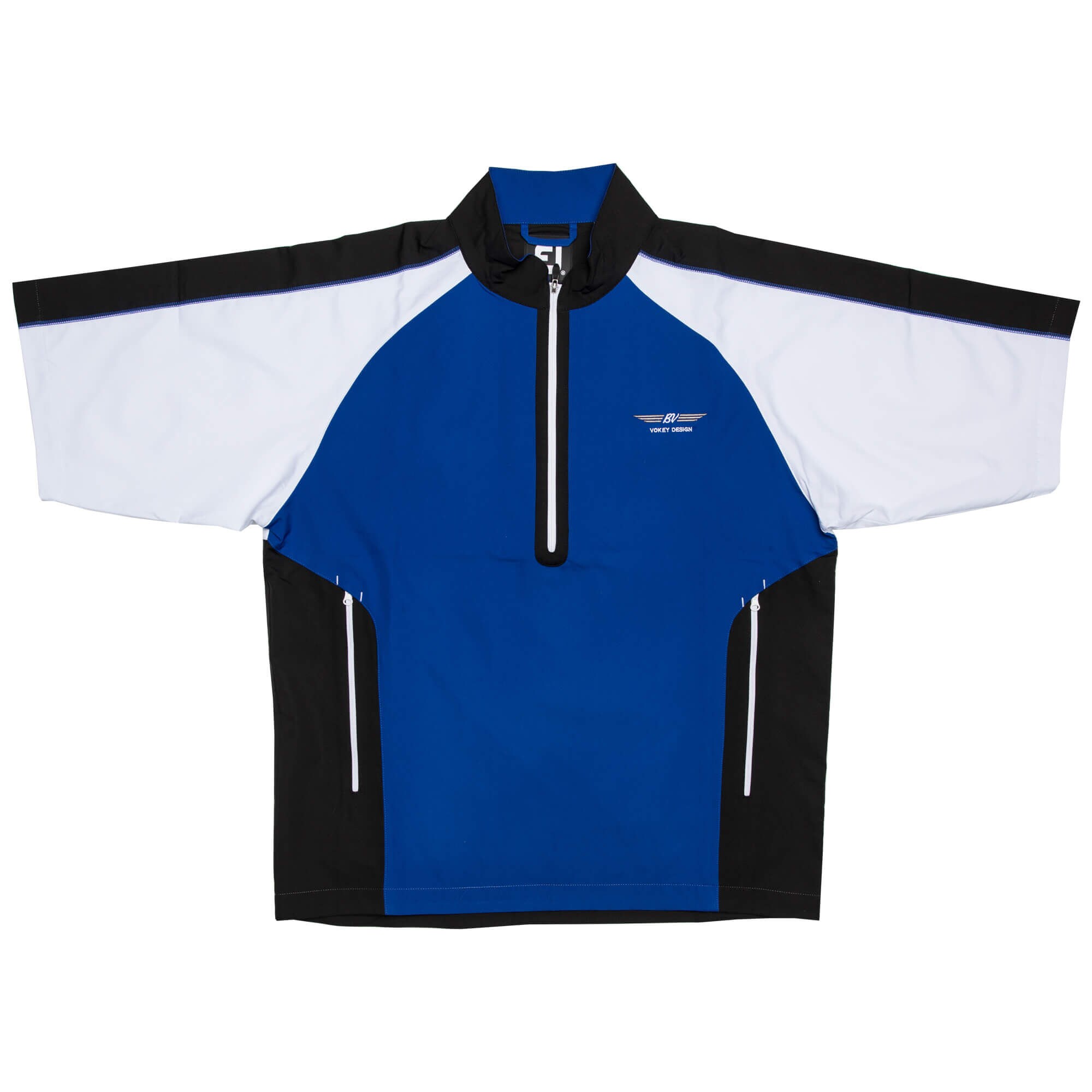 FJ Short Sleeve Sport Windshirt Royal Black White