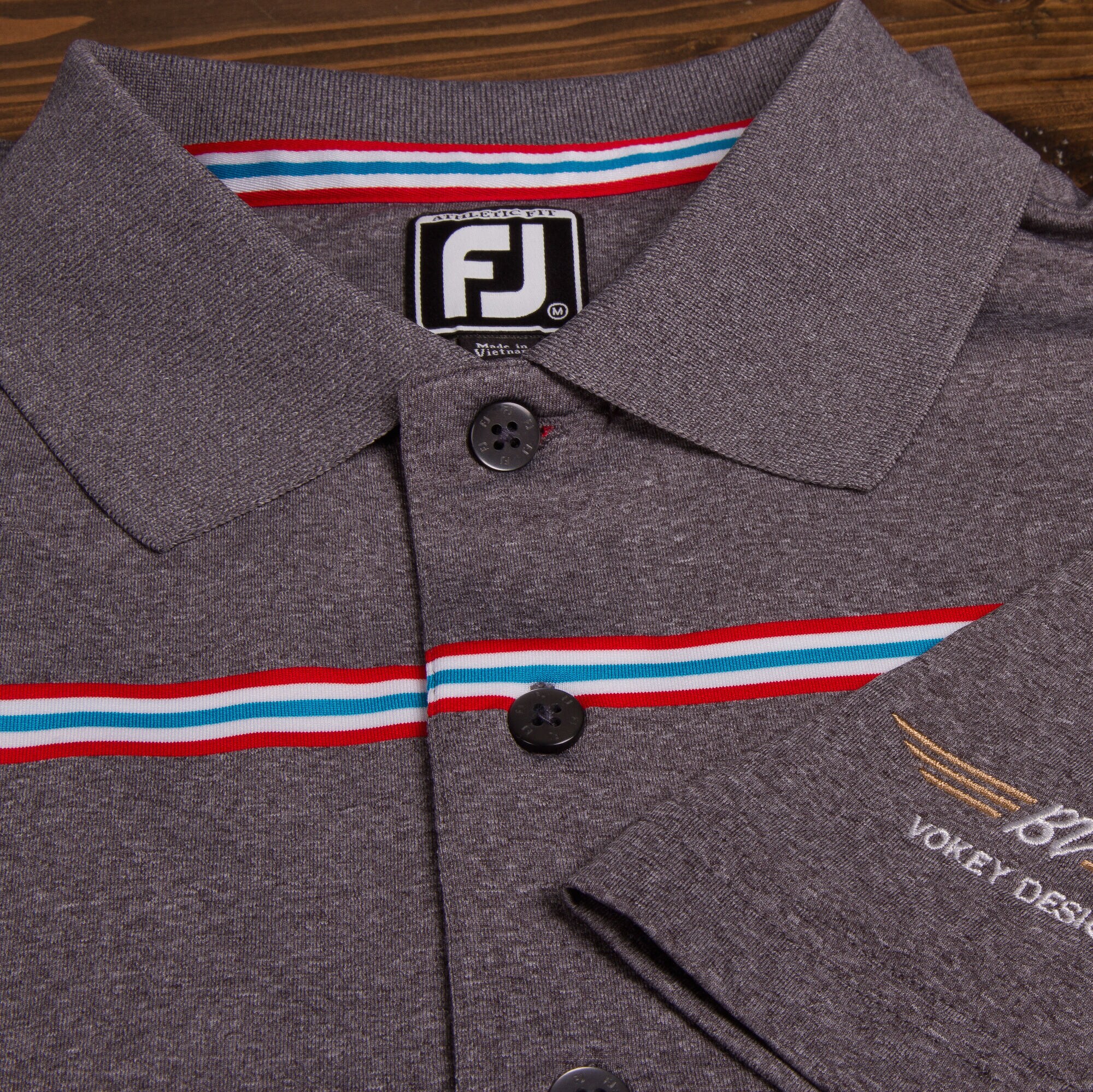 FJ ProDry Lisle Chest Stripe Athletic Fit - Heather Charcoal