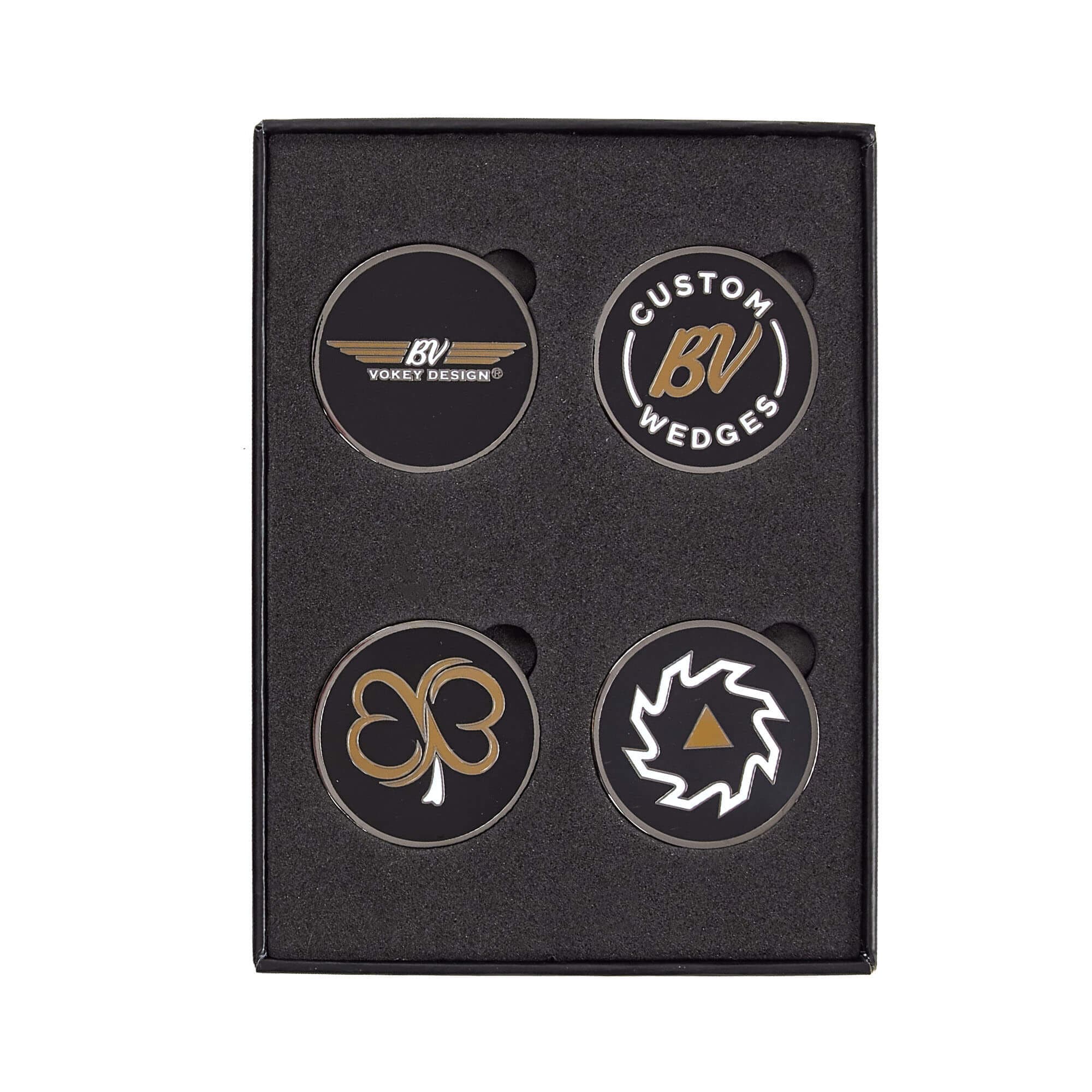 Vokey 4-pc Ball Marker Kit - Black + White/Gold